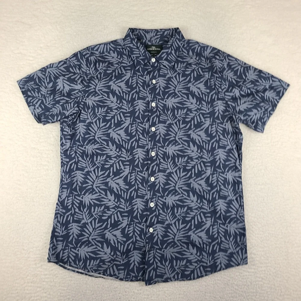 Rodd & Gunn Shirt Mens XL Blue Sports Fit Preppy Hawaiian Button Up Short Sleeve